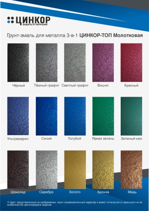 Цинкор-Топ Молотковая - грунт-эмаль 3-в-1 для защиты металла